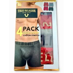 4 Pack True Religion Cotton Stretch Boxer Briefs Size M Back Comfort Waistband